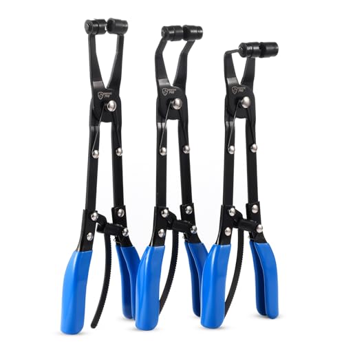 SMOTIVEPRO 3PCS 13in Hose Clamp Pliers Set with 45°/90°/Straight Heads - size: 3pcs Hose Clamp Pliers Set