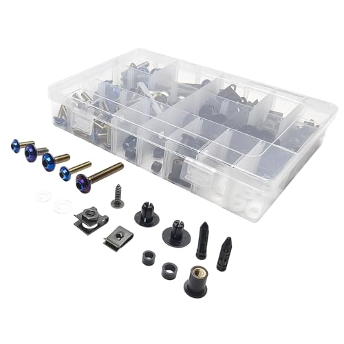 224Pcs Motorcycle Fairing Bolt Kit Stainless Steel (Titanium Blue) - color: Titanium Blue