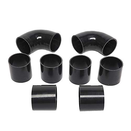 SUNROAD Universal 3'' T6061 Aluminum Turbo Intercooler Piping, Black