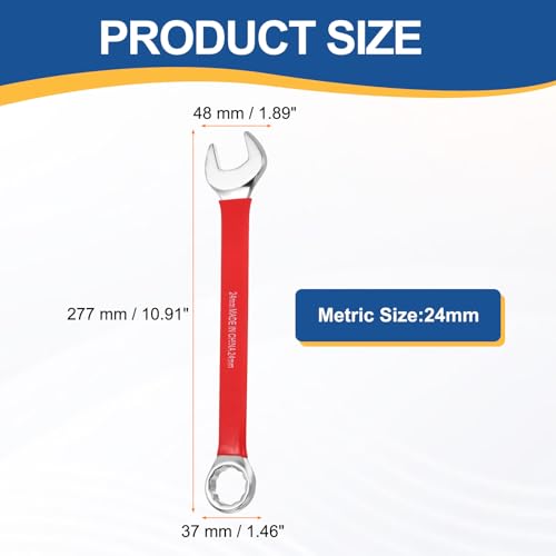 HARFINGTON 2Pcs Metric Combination Wrench 24mm 12-Point Box & Open End CR-V - size: 24mm