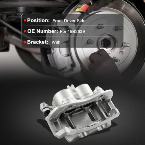 cciyu Front Left Disc Brake Caliper Assembly With Bracket 19B2639 - size: Front Left[19B2639]