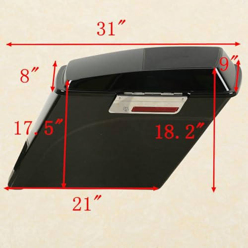 TCT-MOTORPARTS 5" Stretched Saddlebags Saddle Bags w/6x9 Speaker Lids & LED Rear Fender System Fit For Harley Touring Electra Street Road Glide Road King CVO 2009-2013 - color: Red Led Fender+Saddlebag w/ 6x9'' Cutout, size: Fit for 2009-2013 Touring Mode