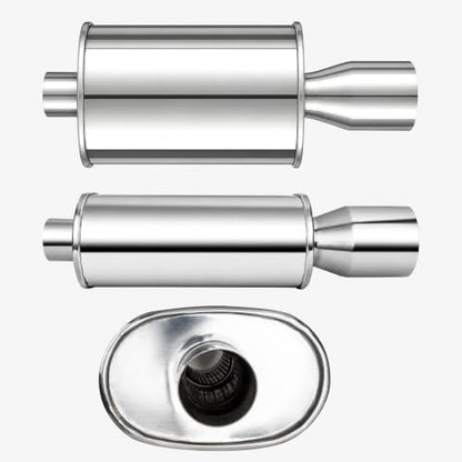 Catekro Exhaust Muffler 2.5" Inlet 4" Outlet 21.3" Length Reduce Noise - color: 1 Inlet to 1 Outlet
