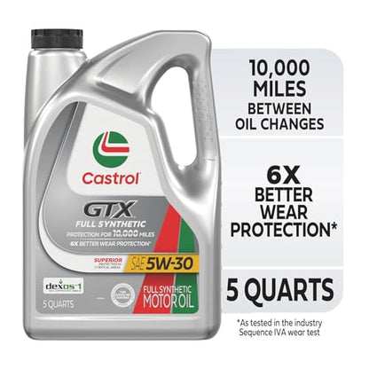 Castrol GTX Full Synthetic 5W-30 Motor Oil, 5 Quarts - size: 5 Quarts