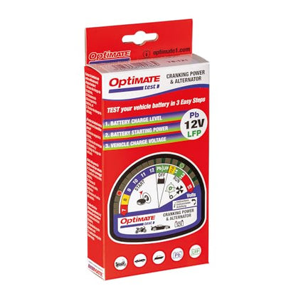 Tecmate Optimate Test – Cranking & Alternator, TS-121, 12V Tester for Battery State of Charge, cranking Performance and Vehicle Charging System
