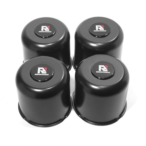 RTrhinotuning 4 PCS 5.15 in Stainless Steel Trailer Wheel Center Caps 4.95 in Tall for Truck SUV RV Rim Center Caps Black Push Through Hub Cover - color: Black, size: 5.12" Center Hole, 4.95" Height