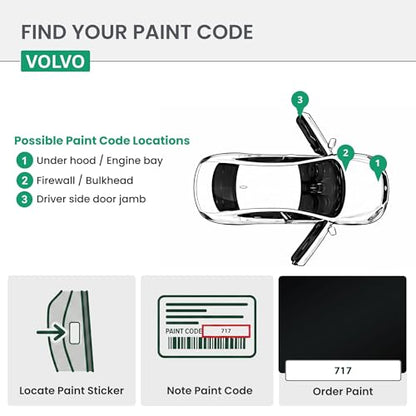 ERA Paints - 717 - Onyx Black Metallic for VOLVO Exact OEM Color Match Automotive Touch Up Paint for Cars - Spray Paint with Premium Spray Nozzle - Pro Kit - Made in USA - style: Spray - Pro Kit