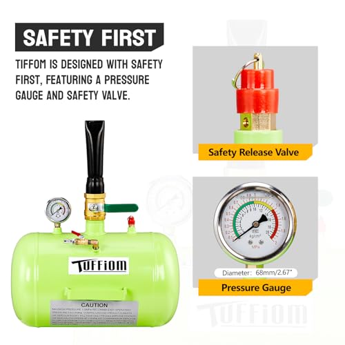 TUFFIOM 5 Gallon Air Tire Bead Blaster Seater w/Pressure Gauge & Handle, Wheel Seating Tool Inflator Tank for Truck ATV, 85-116PSI Operating Pressure, Green - color: Green
