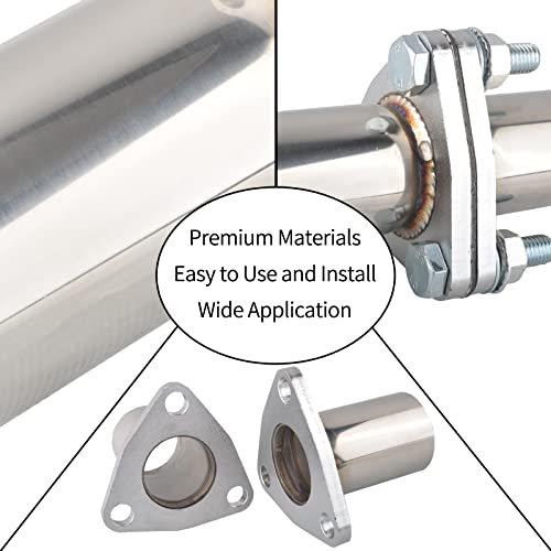 Exhaust Flange Bolts Quick Fix Repair Pipe Kit w/Gasket & Hardware, 1.75'' Inch ID 3 Bolts T304 Stainless Steel Universal Flange Replacement Kit - size: 1.75"ID-3 Bolts