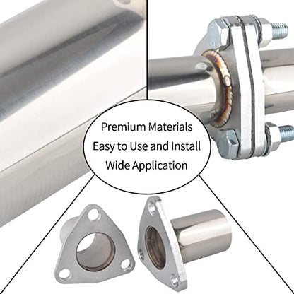 Exhaust Flange Bolts Quick Fix Repair Pipe Kit w/Gasket & Hardware, 2'' Inch ID 3 Bolts T304 Stainless Steel Universal Flange Replacement Kit - size: 2"ID-3 Bolts