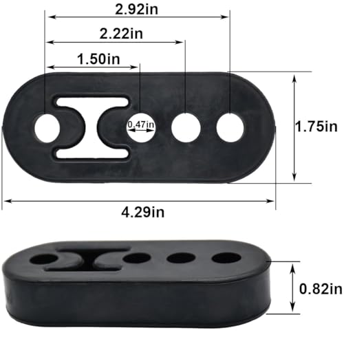 8 Pieces Rubber Exhaust Hanger, 4 Holes Adjustable Muffler Hanger, Heavy Insulator Support Bushing Installation, 2-Hole Exhaust Hanger 0.47 Inch, Weather-Resistant High-Density Tailpipe Hanger