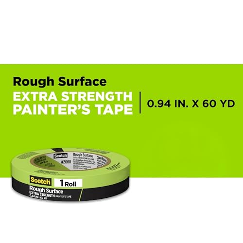 Scotch Rough Surface Painter's Tape 2060-24AR-BK, 0.94 in x 60.1 yd (24mm x 55m), Green, 9 Rolls Contractor Pack, Clean Removal, No Residue, Textured & Hard-to-Stick Surfaces - size: 9 Pack