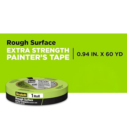 Scotch Rough Surface Painter's Tape 2060-24AR-BK, 0.94 in x 60.1 yd (24mm x 55m), Green, 9 Rolls Contractor Pack, Clean Removal, No Residue, Textured & Hard-to-Stick Surfaces - size: 9 Pack