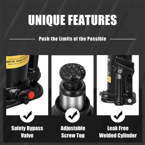 Torin 20 Ton (40,000 LBs) Capacity Hydraulic Welded Heavy Duty Bottle Jack, AT92003BB , Black - size: 20 Ton (40,000 LBs), style: Standard