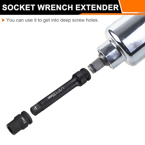HARFINGTON Socket Extension Bar 1/2" Drive 5" Long CR-V Steel - size: 1/2" Square Drive 5" Long