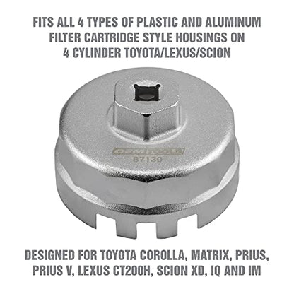 OEMTOOLS 87130 64MM Toyota & Lexus Oil Filter Wrench with 14 Flutes, 64MM Cap Wrench, Oil Change Tool - size: 64 mm/14 Flute