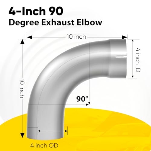 Exhaust 90 Degree Tube 4" OD,10" each side length - size: 4INCH10length