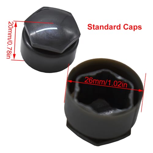 XUKEY Lug Nut Covers for Audi, 24pcs 25mm + Disassembly Tool (Black) - color: Black