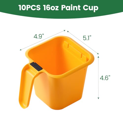 VOOMEY 페인팅용 페인트 컵 10팩, 작은 페인트 버킷은 페인트 또는 얼룩 473.2ml(16온스)를 담을 수 있으며, 세부 작업 및 수리, 손질, 공예, 트림을 위한 편리한 페인트 통 - color: 페인트 컵 10개