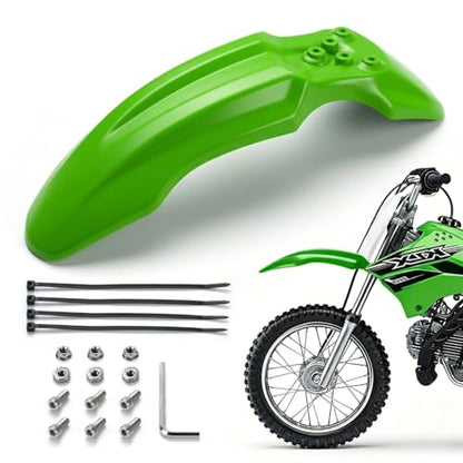 Dirt Bike Front Fender for Yozma IN10 Tuttio Soleil 01 MX350/500/650 SX500 KX110 XR70 Ridstar Q20 CRF50 Style with Mounting Bolts Ebike Dirt Pit Bike Wheel Mudguard (Green) - color: Green