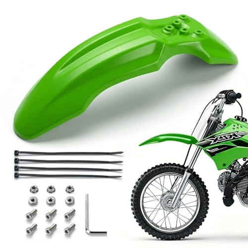 Dirt Bike Front Fender for Yozma IN10 Tuttio Soleil 01 MX350/500/650 SX500 KX110 XR70 Ridstar Q20 CRF50 Style with Mounting Bolts Ebike Dirt Pit Bike Wheel Mudguard (Green) - color: Green