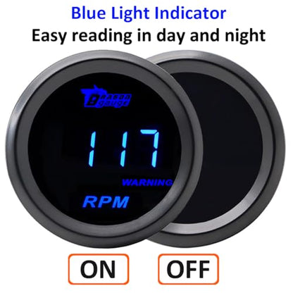 Car Tacho Gauge 12V Auto Tachometer Gauge RPM 2" 52mm Tacho Meter - color: Blue Light Tacho
