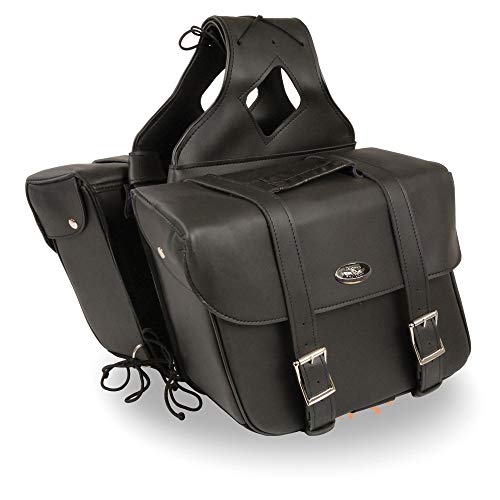Milwaukee Leather PVC 2-Strap Throw-Over Easy Zip off and off Motorcycle Saddlebags - LG - color: SH580ZB-BLACK, size: Large