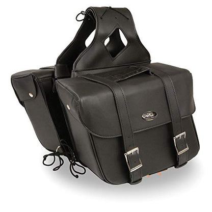 Milwaukee Leather PVC 2-Strap Throw-Over Easy Zip off and off Motorcycle Saddlebags - LG - color: SH580ZB-BLACK, size: Large
