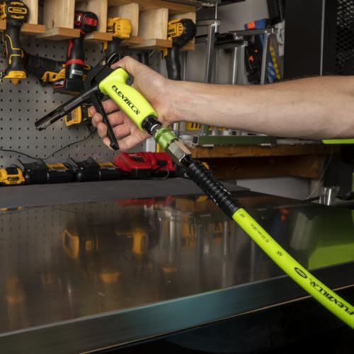 Flexzilla Air Compressor Hose, 1/4 in. x 100 ft., 1/4 in. MNPT Fittings, No-Kink, All Weather, Lightweight, Premium Hybrid Polymer, 300 PSI, ZillaGreen - size: 100ft, style: 1/4"
