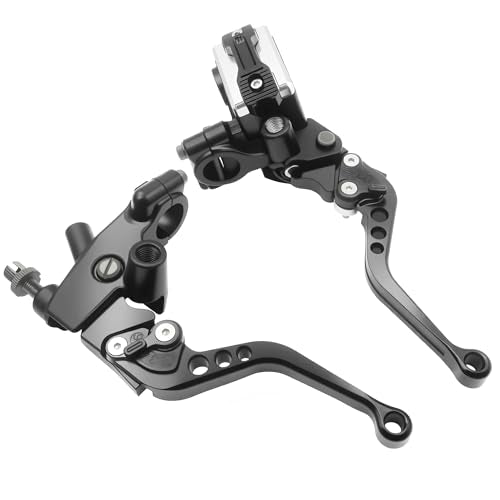 Universal Motorcycle 7/8" 22mm Handlebar Brake Master Cylinder Clutch Lever CNC Left & Right Set Compatible with Honda Kawasaki Suzuki Yamaha（ Piston Diameter 12.7mm (Black) - color: Black