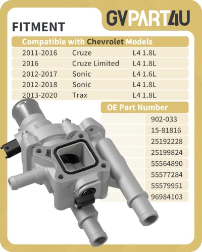 Thermostat Housing Assembly Fit for Chevy 2011-2020, OEM 25199824 - size: 1.6L & 1.8L