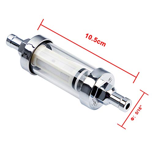 5/16 inch 9747 Inline Fuel Filter With Clear View Glass And Chrome (5) - size: 5 Pack
