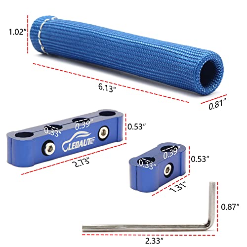LEDAUT Blue 8Cyl Spark Plug Heat Shield Protector and 12pc Engine Separator Insulating Fire Sleeve Spark Plug Wire Protector with Divider Suit for 8mm 9mm 10mm - color: Blue, size: 18PCS