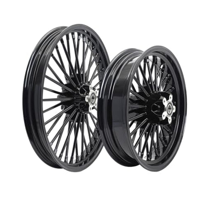 TOFR 21x2.15 16x3.0 Fat Spoke Wheels Black For Harley Dyna FXD FXDB 00-05 - color: Gloss Black, size: Front:21x2.15 Rear:16x3.0