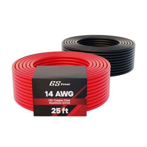 GS Power 14 Gauge Wire Automotive - 50ft CCA Primary 2 Spools - size: 14 Gauge-25 ft-Non-Bonded