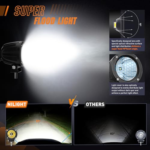 Nilight 2 PCS 3" Spot Round LED Light Pods - color: 2Pcs White Lights +Wiring harness