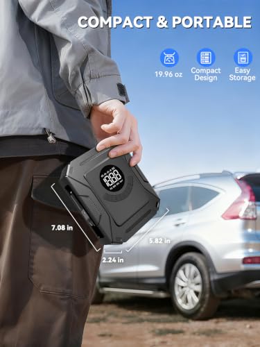 Tire Inflator Portable Air Compressor with 12V DC Car Plug
