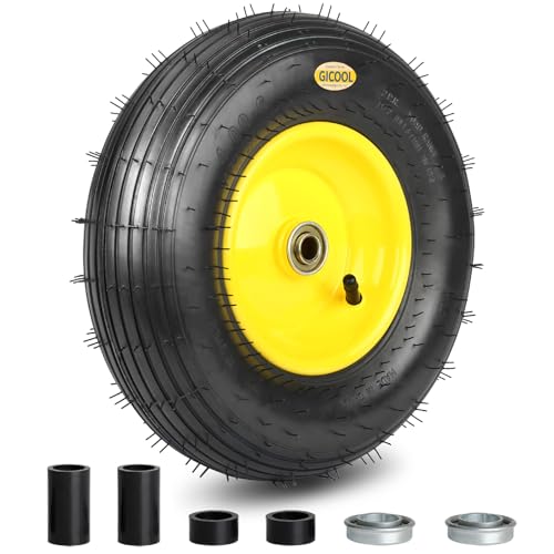 4.00-6 Rubber Pneumatic tire and wheel, for Wheelbarrow Wagon Cart Trolley - color: Yellow