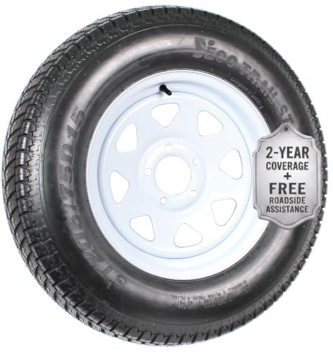 eCustomrim Trailer Tire Rim Assembly ST205/75D15 F78-15 Load C 5 Lug White