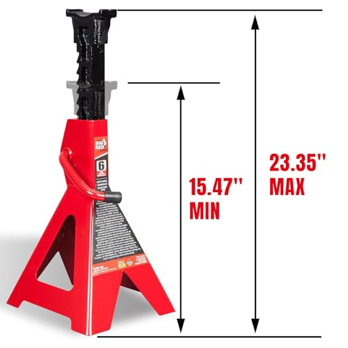 Big RED 6 Ton (12,000 lbs) Car Jack Stands 15.47-23.35'' for Lifting SUV, Pickup Truck, Car and UTV/ATV, 1 Pair - size: 6 ton basic