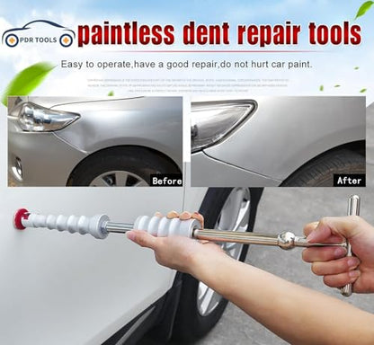 Super PDR 198PCS Paintless Dent Removal Kit, High Strength Steel Dent Removal Rods, Whale Tail Dent Repair Rods with Best Dent Repair Kit & LED Professional Inspection Light Board for car Dent Removal