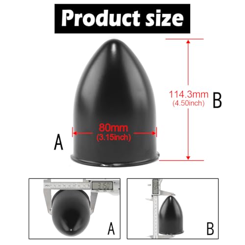 4Pcs 3.15" OD 4.5" H Pointed Top Trailer Wheel Center Caps for Rim - color: Matt Black, size: 3.15" OD 4.5" H
