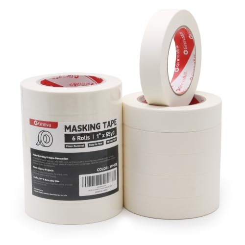 Masking Tape,1" ×55 Yards 6 Rolls (330 Yards Total),Medium-Adhesion White Painters Tape,Arts & Crafts, Home DIY Projects,Spray Paint Masking- Hand Tearable, No Residue - size: 6 Rolls*1 inch*55Y