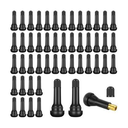 Mandark 50PCS Car TR413 Tire Valve Stems, Rubber Snap-in Automotive Valve Stems, Vehicle 0.453 Inch Tubeless Rim Holes Valve Stem Replacement Accessories, Universal for RV, SUV, Truck - size: 50PCS