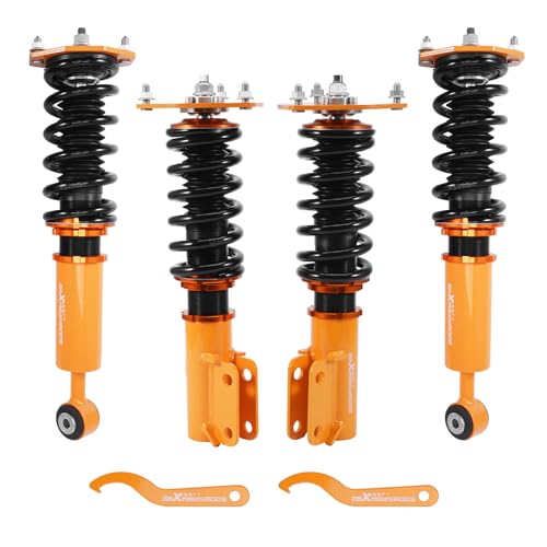 maXpeedingrods Coilovers for Mitsubishi 3000GT FWD 1991-1999, for Dodge Stealth FWD 1991-1996, Height Adjustable Coilovers Suspension Kit, Preset Damping Lowering Kit Gold