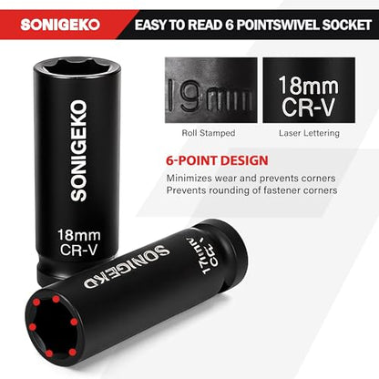 20-Piece 1/2" Drive Impact Socket Set, Metric(10mm-24mm） - size: 20 PCS, 1/2" Socket Set, Metric