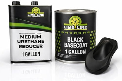 LiME LiNE Automotive Basecoat -1 Gallon Combo - Mix 1:1 with Urethane Reducer - Must be Clearcoated (Black with Reducer) - color: Black with Reducer