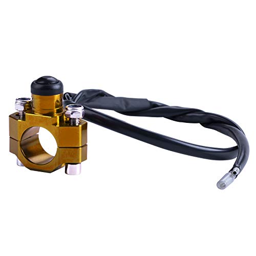 ORAEVY CNC Universal Motorcycle Engine Stop Start Kill Switch Button with Mounting Backplate Compatible with Suzuki RMZ250 RMZ450 DRZ400 - Gold - color: Gold