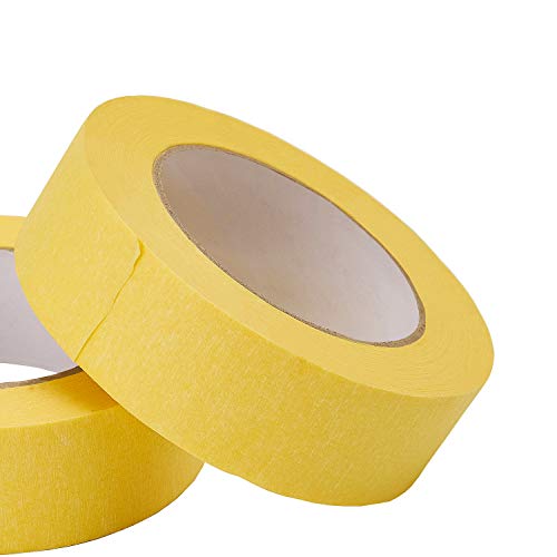 Lichamp 36mm x 55m Yellow Automotive Masking Tape for Painting, Auto Body Yellow Painters Tape for Car Detailing, 1.4 inch x 60 Yards (Pack of 2) - size: 1.42 inches (Pack of 2)