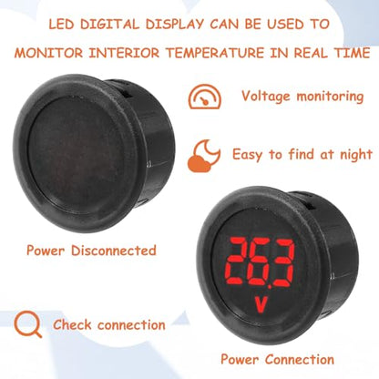 2 Pieces DC 4V-100V Voltmeter Gauge (Red) - color: Red, size: Not Waterproof